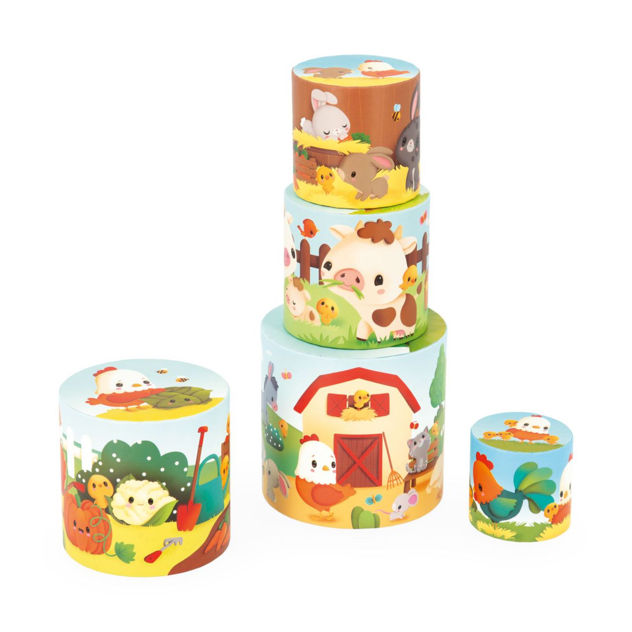 Juguete apilable Mi primera pirámide gallina de Janod, ideal para motricidad y aprendizaje - Mimú bebés