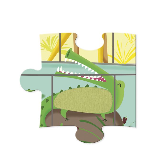 Puzle educativo con texturas de animales del zoo, una propuesta sensorial de Janod para primeros aprendizajes en Mimú bebés