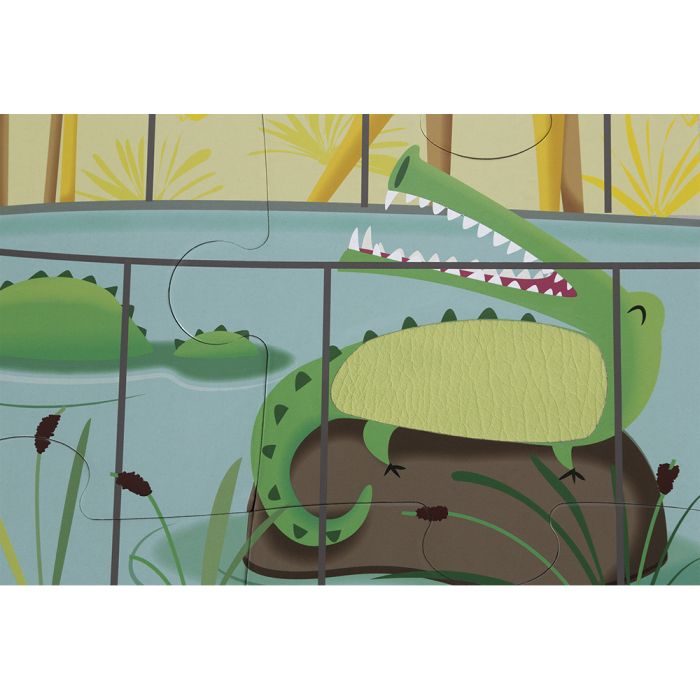 Puzle de animales con texturas reales: león, elefante, panda, tigre... Un juego sensorial Janod perfecto en Mimú