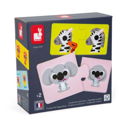 Puzles ilustrados para asociar conceptos opuestos, recomendado a partir de 2 años. Janod en Mimú bebés Jerez