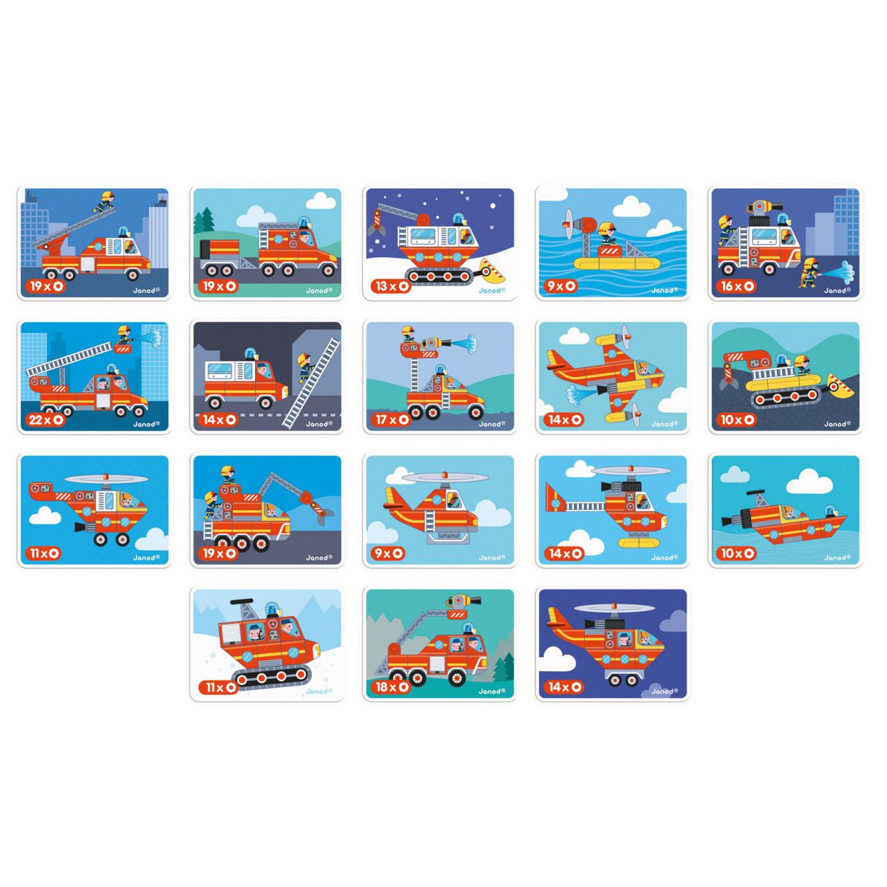 Juego infantil con fichas imantadas, Magneti´book Bomberos Janod en Mimú