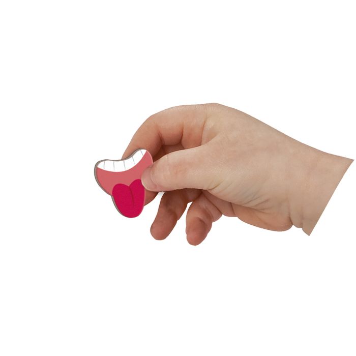 Juego creativo con 70 imanes y cartas modelo para seguir o inventar nuevas expresiones. Disponible en Mimú