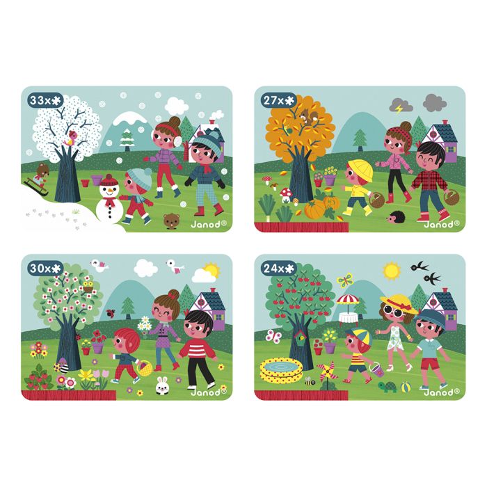 Magneti´book de Janod sobre las estaciones del año, desarrolla atención y vocabulario. En Mimú