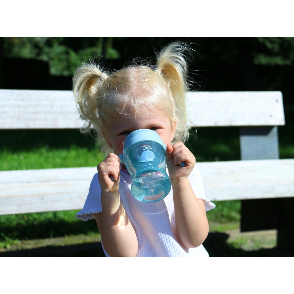 Vaso de transición celeste para bebés, anti fugas y fácil de usar