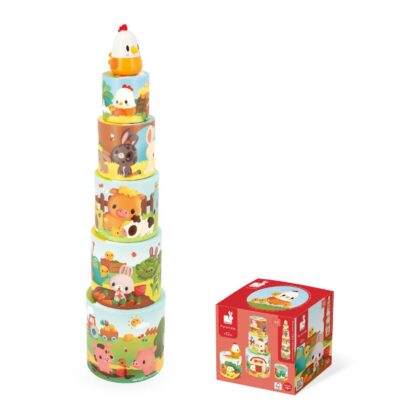 Pirámide apilable gallina, juguete sensorial y de coordinación en Mimú bebés