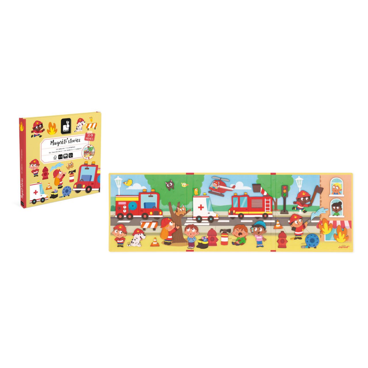 Magneti´stories Janod bomberos, desarrolla vocabulario y motricidad fina en actividades sin pantallas. Mimú bebés Jerez