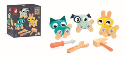 Crea 3 animales con tornillos y herramientas de madera con este set de brico kids de Janod. A la venta en Mimú Jerez