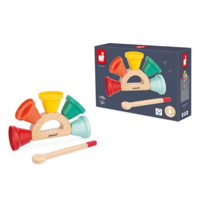 Campanillas Janod con sonido suave y agarre fácil. REcomendado para iniciación musical. Mimú bebés Jerez