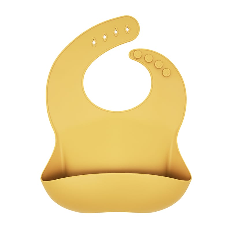 Babero mango silicona con bolsillo recogemigas, sin BPA. Mimú