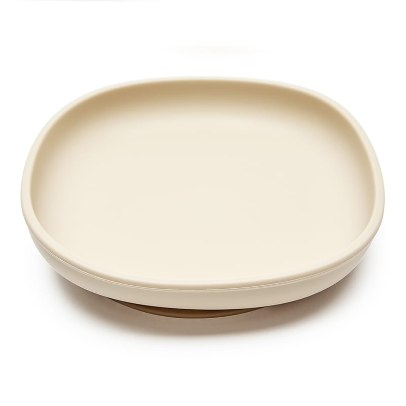Plato Pablo beige silicona con ventosa, seguro y fácil de limpiar. Little Hina Mimú bebés Jerez