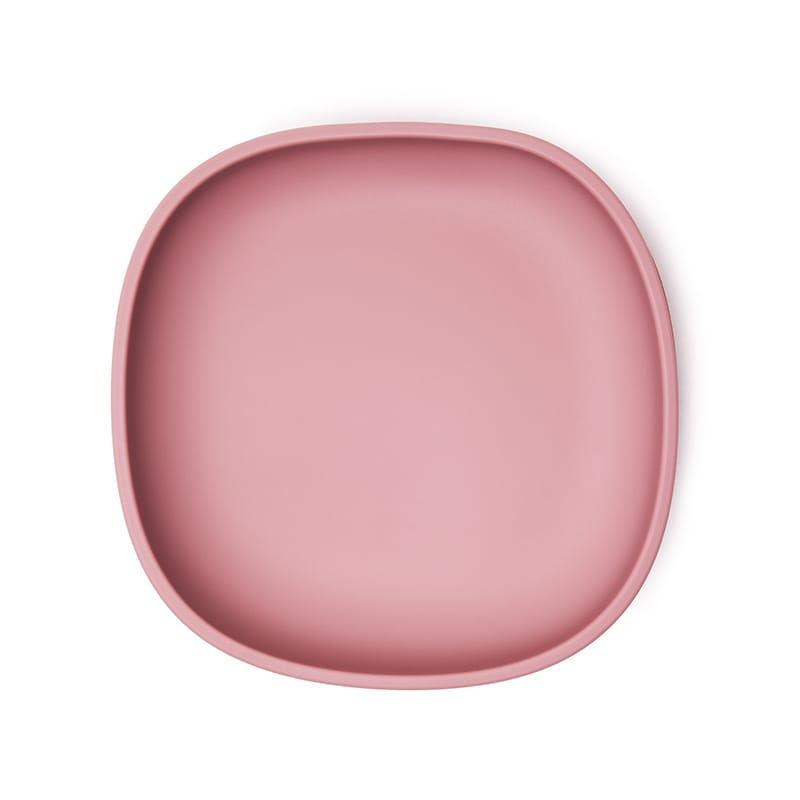 Plato infantil rosa Pablo, fomenta comer solo y motricidad fina. Silicona sin BPA. Mimú bebés