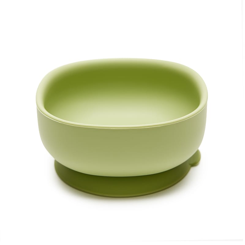 Cuenco infantil verde Bruno, para papillas , trozos y aprender a comer solo. Mimú bebés