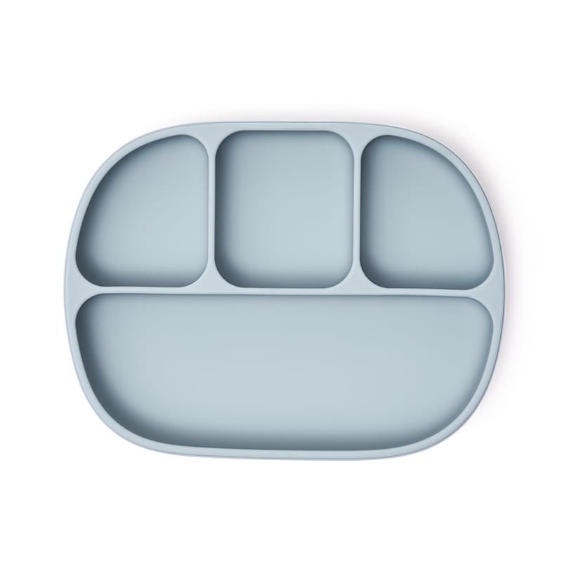 Plato Steve celeste compartimentos para frutas y cereales, motricidad y juego. Mimú