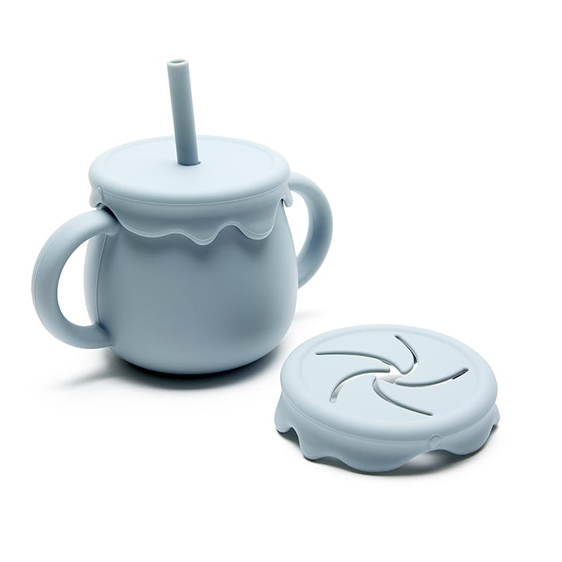 Primera taza Molly celeste para aprender a succionar, alimentación complementaria. Mimú bebés Jerez