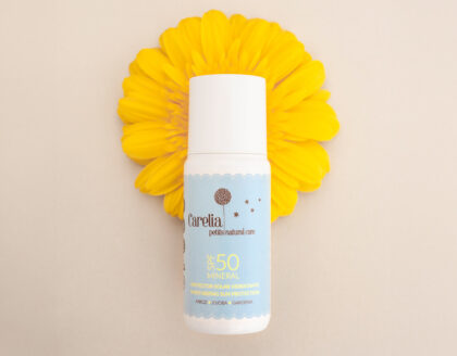 Protector solar SPF50 para bebés, niños y niñas mineral y productos naturales, de Carelia. Mimú bebés Jerez