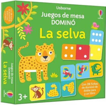 Caja de regalo con libro y juegos de mesa Dominó La Selva de Usborne en Mimú bebés Jerez