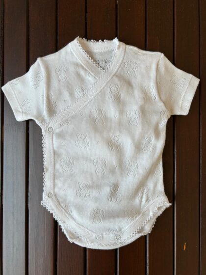 Body para bebé recién nacido de manga corta, cruzado y caladito, 100% algodón