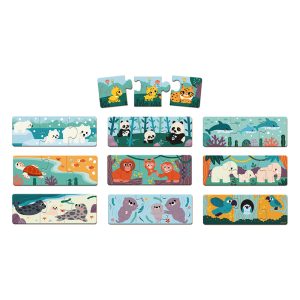 Los 10 puzles de 3 piezas de animales en peligro de extinción Janod WWF montados - Mimú bebés