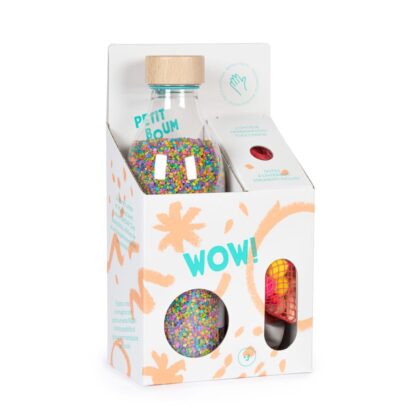 Botella sensorial táctil WOW! Petit Boum con arroz de colores en Mimú