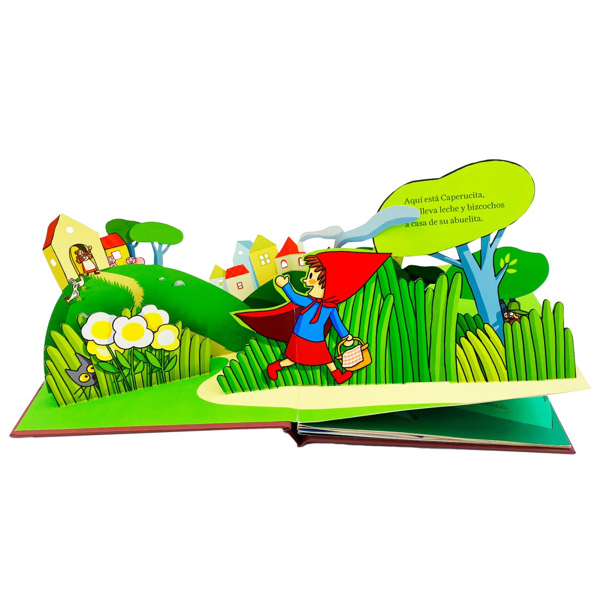 Detalle del libro Mini-pops de Caperucita Roja de Combel, formato pequeño ideal para peques.