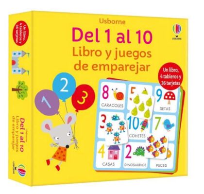 Del 1 al 10 libro y juegos de Usborne. Incluye 4 tableros y 36 tarjetas. Se divierte mientras aprende en Mimú