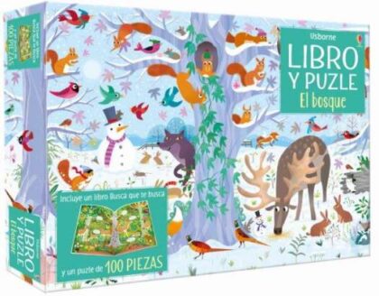 Libro y puzle El Bosque con 100 piezas, de Usborne. Disponible en Mimú