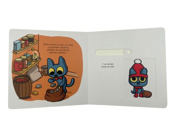 Detalle de las páginas ilustradas de Minino y la Navidad de Combel - Mimú