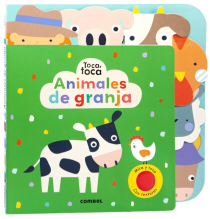 Portada del libro Animales de granja (mira y toca) de Combel con texturas - Mimú