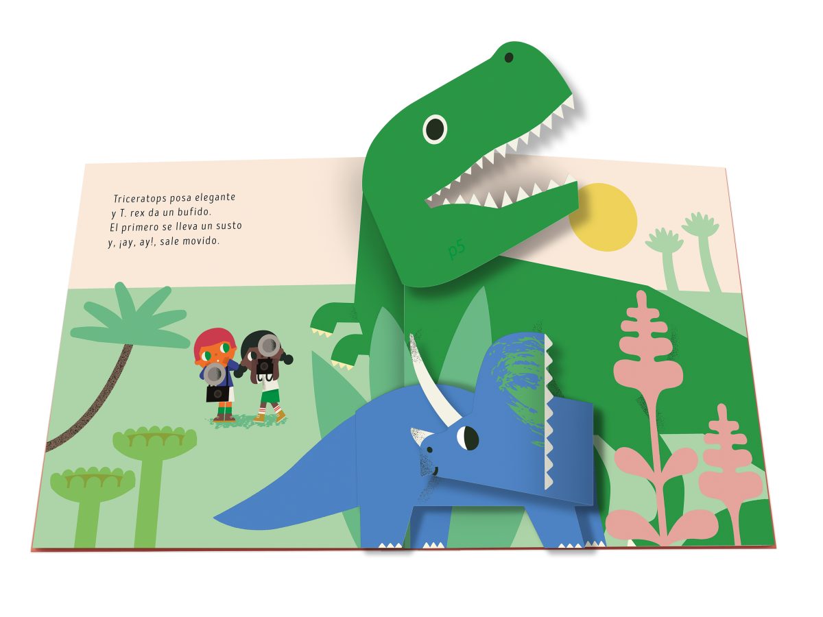 Pop-ups de grandes animales del libro Pipa y Otto y Los Dinosaurios de Combel, disponible en Mimú
