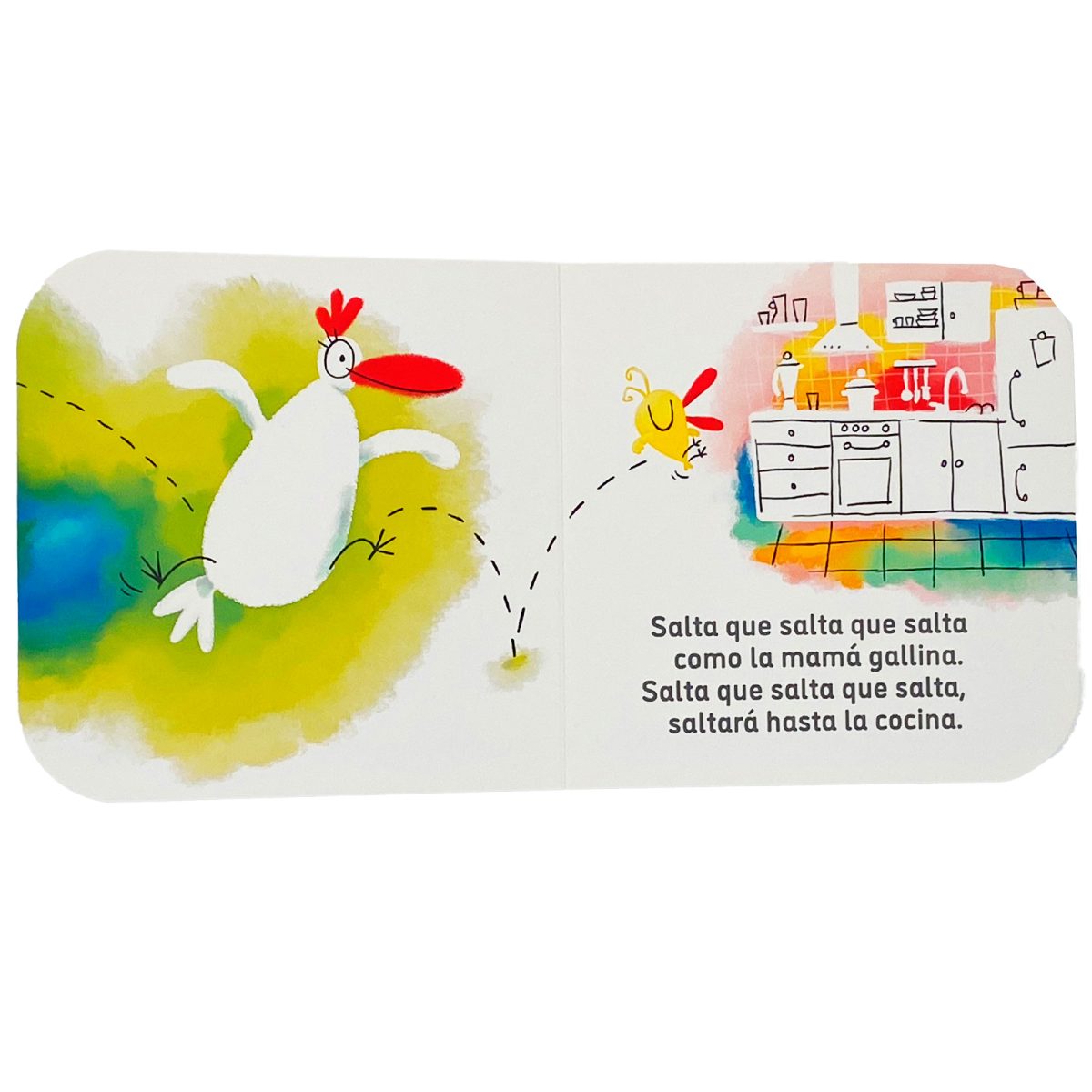 Página ilustrada del libro musical Salta que salta de Combel - Mimú