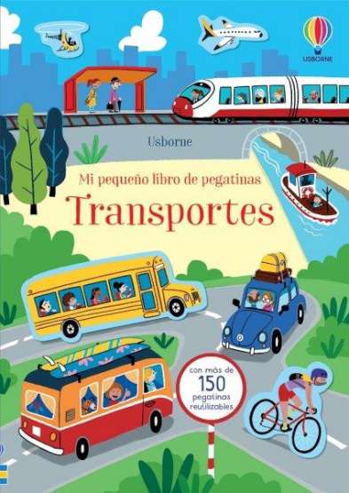 Mi pequeño libro de pegatinas Transportes de Usborne disponible en Mimú.