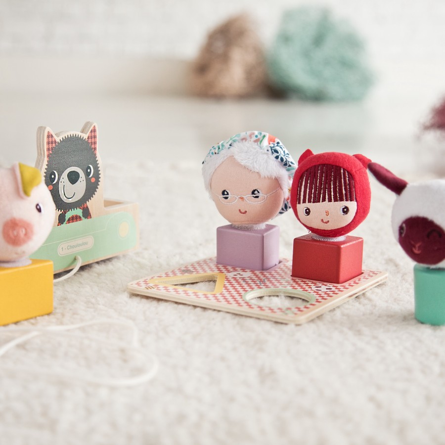 Juguete de madera Louis el lobo con piezas de cuentos - Mimú bebés