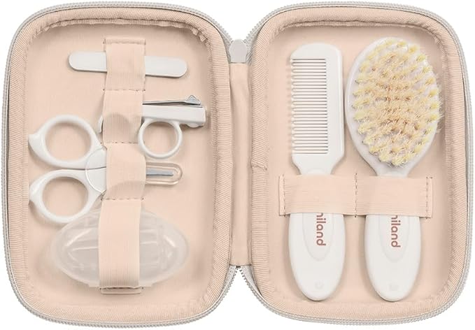 Set higiene bebé con peine, cepillo, tijeras, lima, cepillo dientes bebé y cortauñas Miniland Mimú