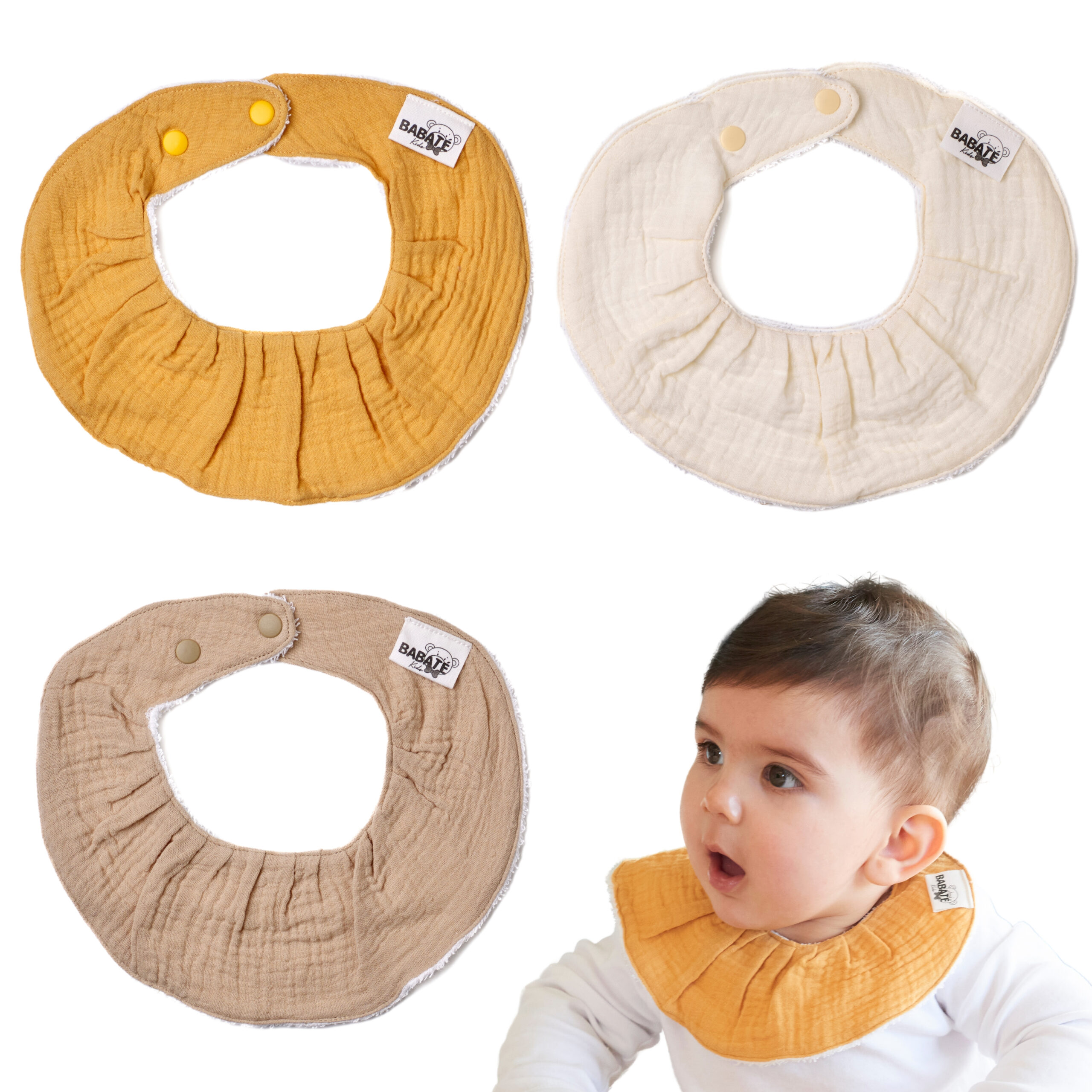 Pack 3 baberos algodón rizo Babaté Kids Mimú