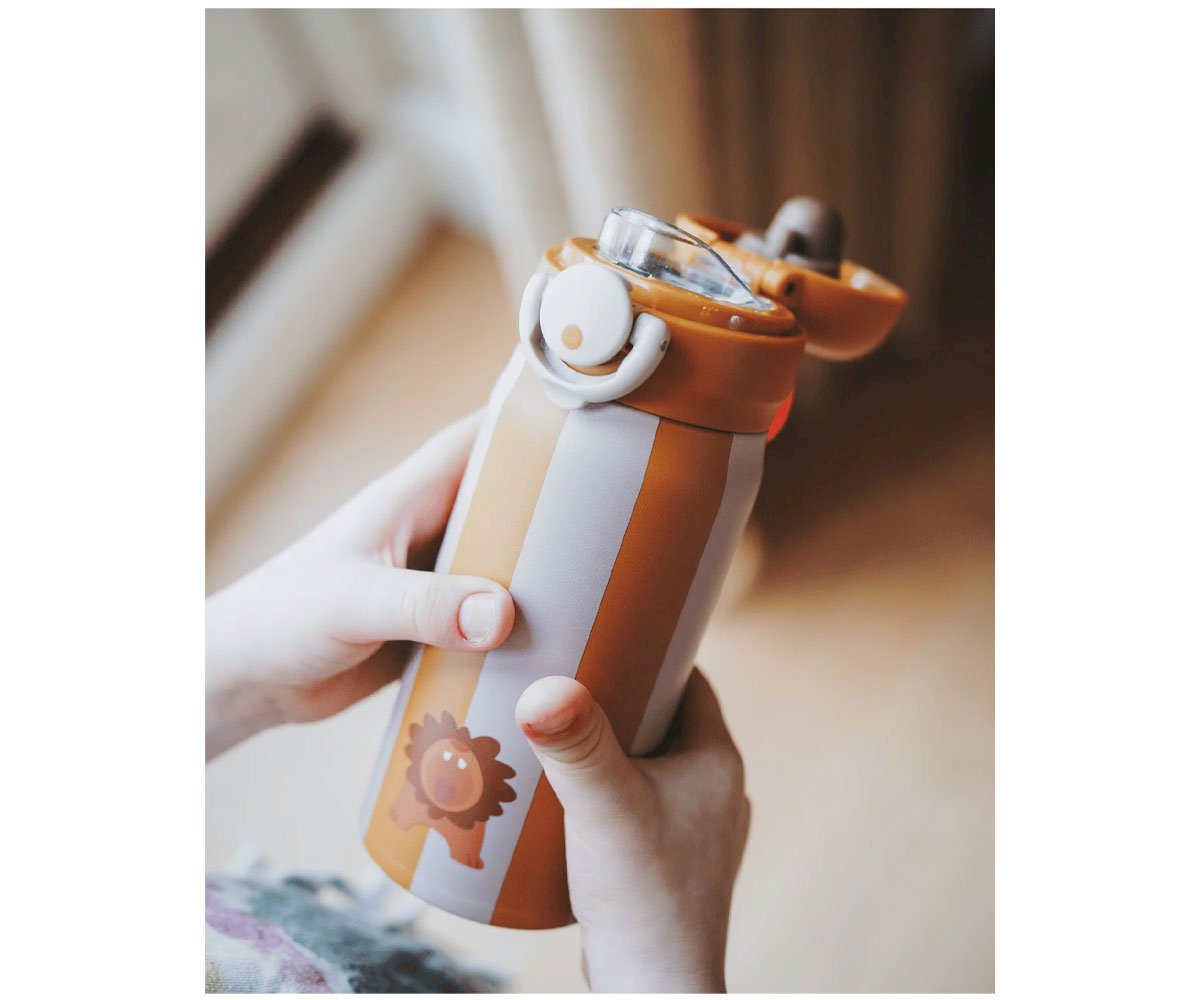 botella acero inoxidable niños y niñas león 350ml Mimú bebés