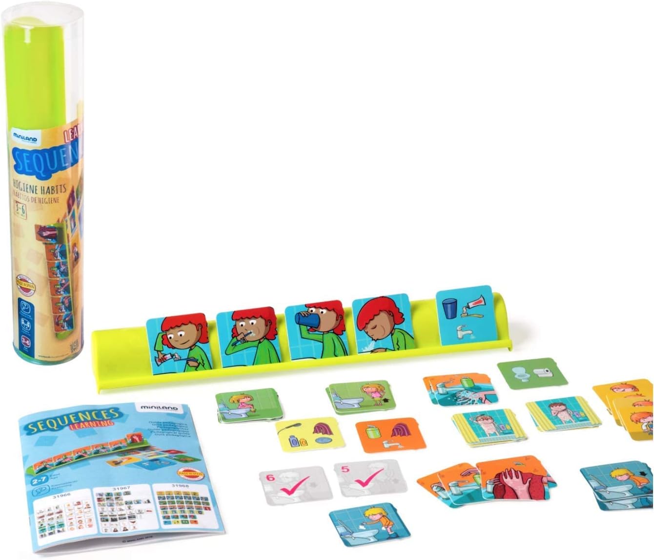 Seuenias hábitos de higiene Miniland tarjetas eduativas infantiles. En Mimú