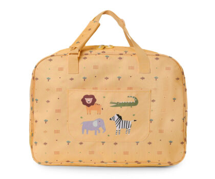 Bolso de playa con rejilla Monnëka amarillo estampado con animales en Mimú bebés
