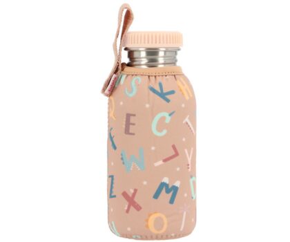 Botella de acero inoxidable Tutete 500 ml con funda Funny Letters en Mimú bebés