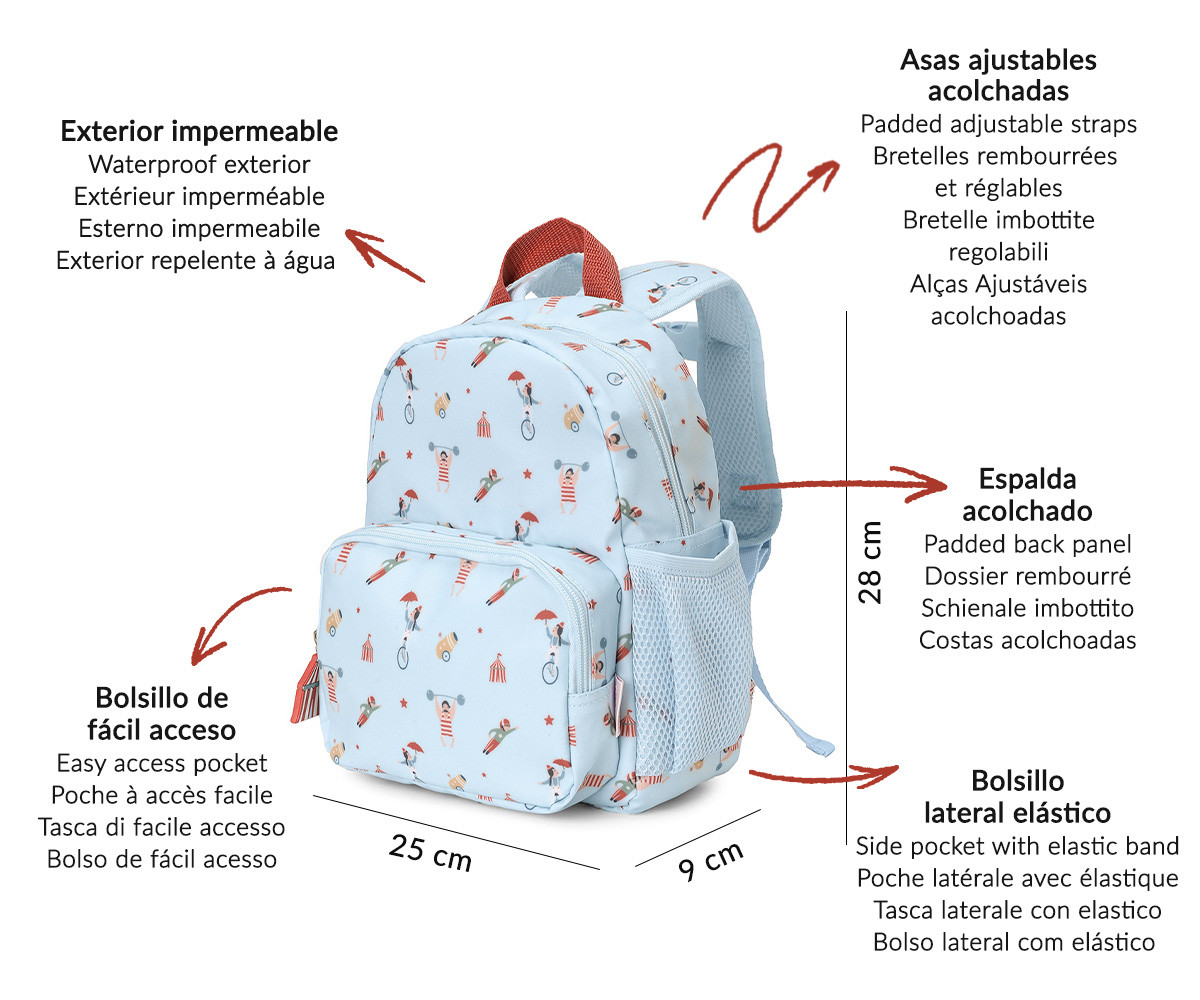 Mochila infantil con estampado Circus de Tutete